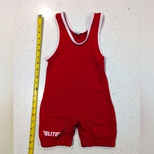 Elite Child Small Boys Gymnastics Jersey Wrestling leotard shorts Singlet Red